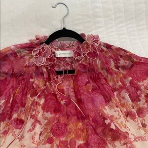 Zimmermann Pink and Red Floral Blouse